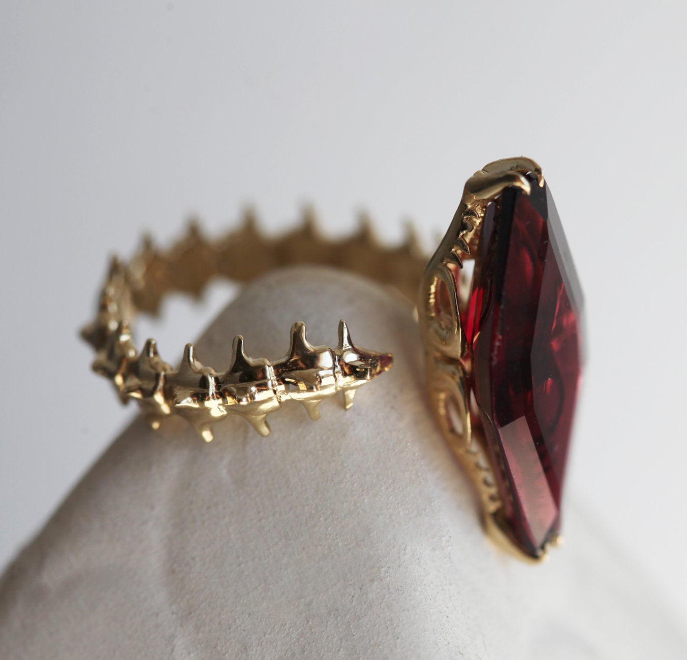 Snake Skeleton Red Garnet Ring