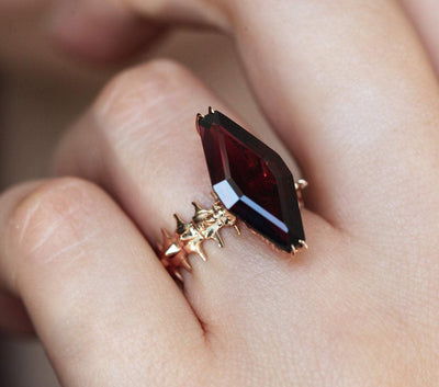 Snake Skeleton Red Garnet Ring