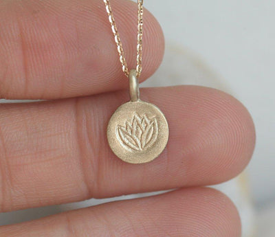 Gold lotus flower disc chain necklace