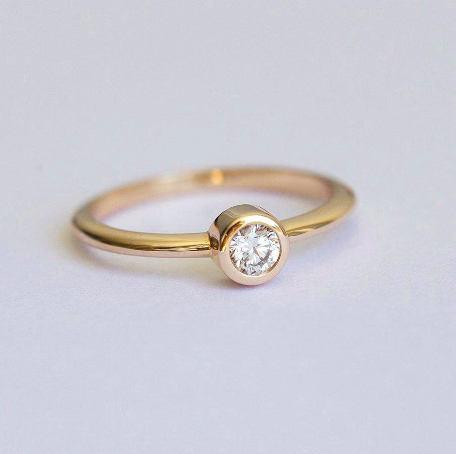 Solitaire Diamond Ring, Tiny Diamond Ring-Capucinne