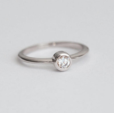 Solitaire Diamond Ring, Tiny Diamond Ring-Capucinne