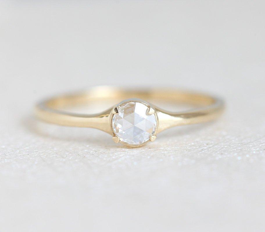 Solitaire Rose Cut Diamond Ring, Diamond Ring-Capucinne