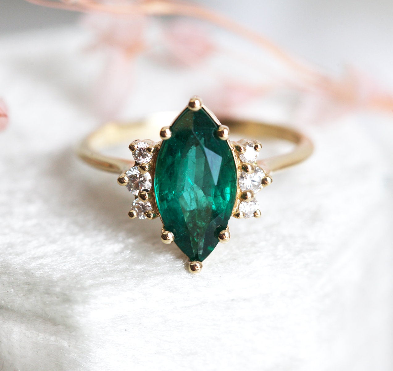 Sophia Marquise Emerald Ring