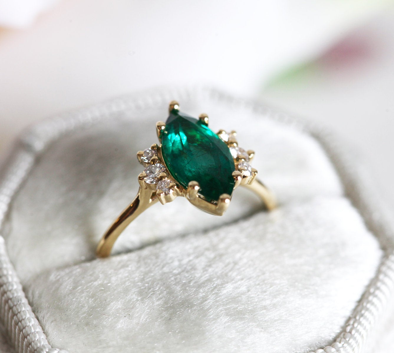 Sophia Marquise Emerald Ring