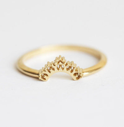 Stacking V Band, Gold Lace Ring-Capucinne
