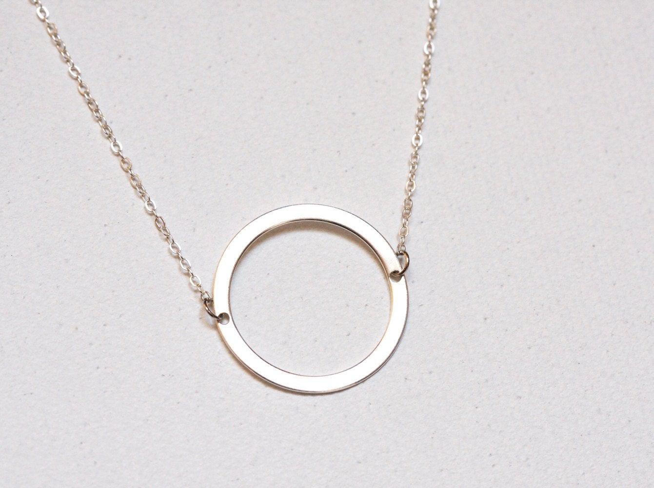Silver hollow circle karma chain necklace