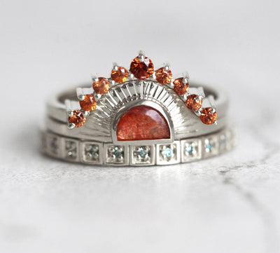 Cyra Sunstone Ring With Matching Bands-Capucinne