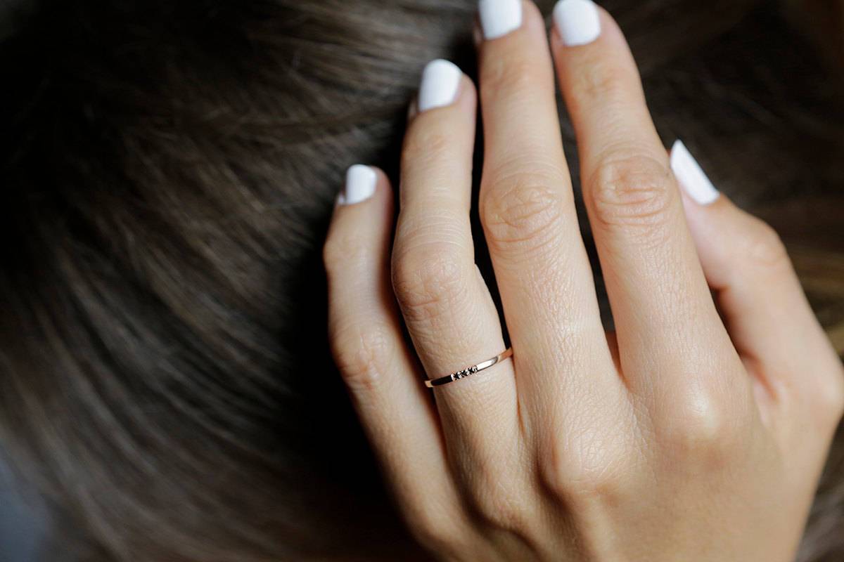 3-stone Round White Diamond Wedding Band