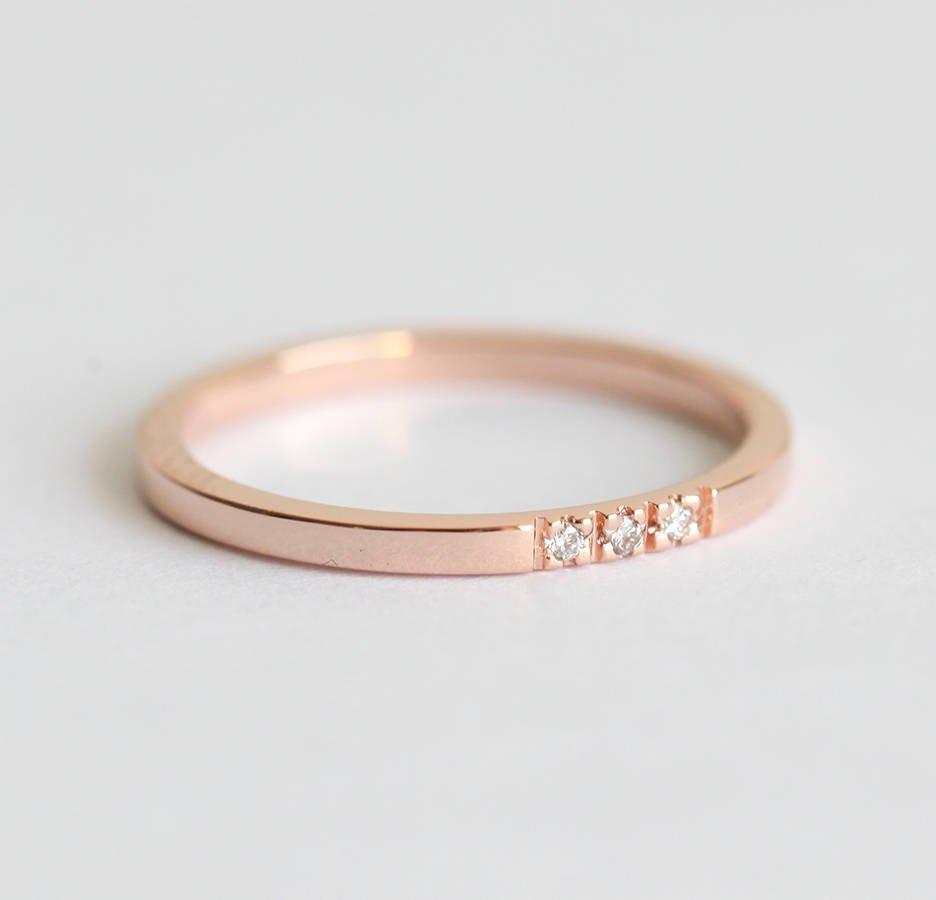 3-stone Round White Diamond Wedding Band