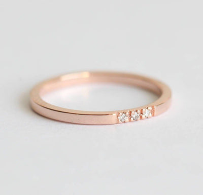 3-stone Round White Diamond Wedding Band