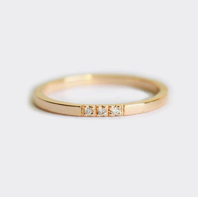 3-stone Round White Diamond Wedding Band