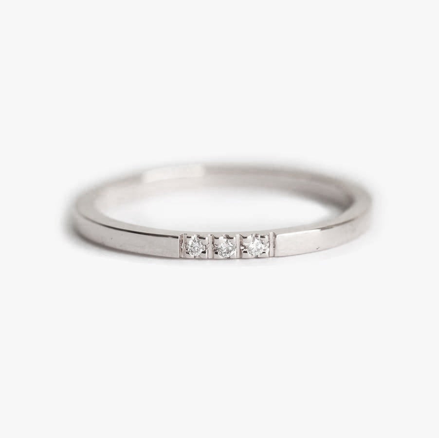 3-stone Round White Diamond Wedding Band