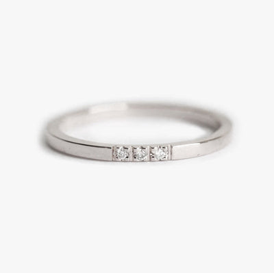 3-stone Round White Diamond Wedding Band