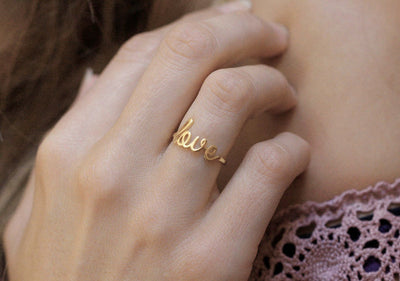 Thin Love Ring, Gold Love Ring-Capucinne