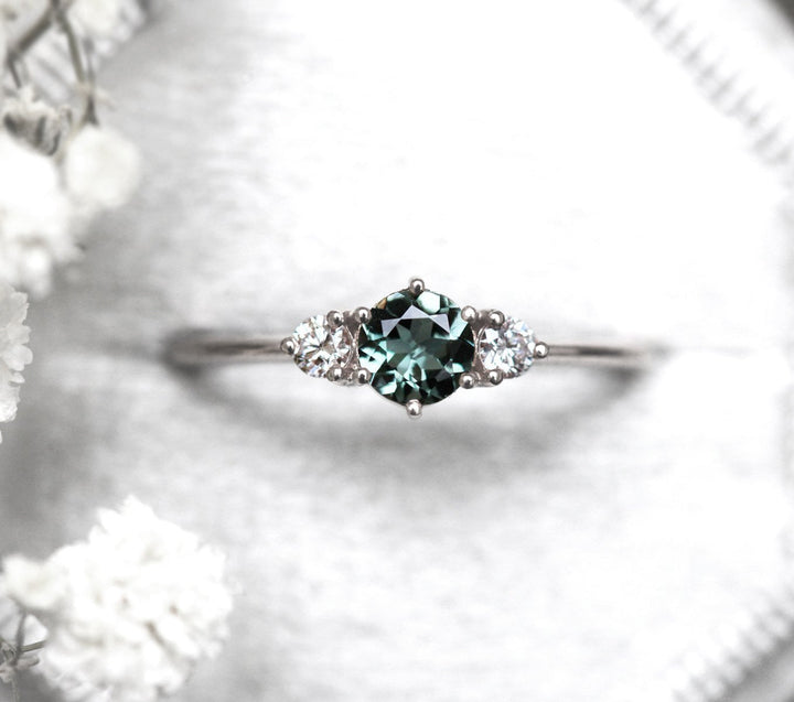 Three-Stone Mint Tourmaline And Diamond Engagement Ring – Capucinne