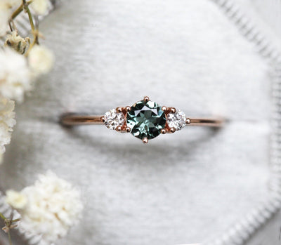 Three-Stone Mint Tourmaline And Diamond Engagement Ring