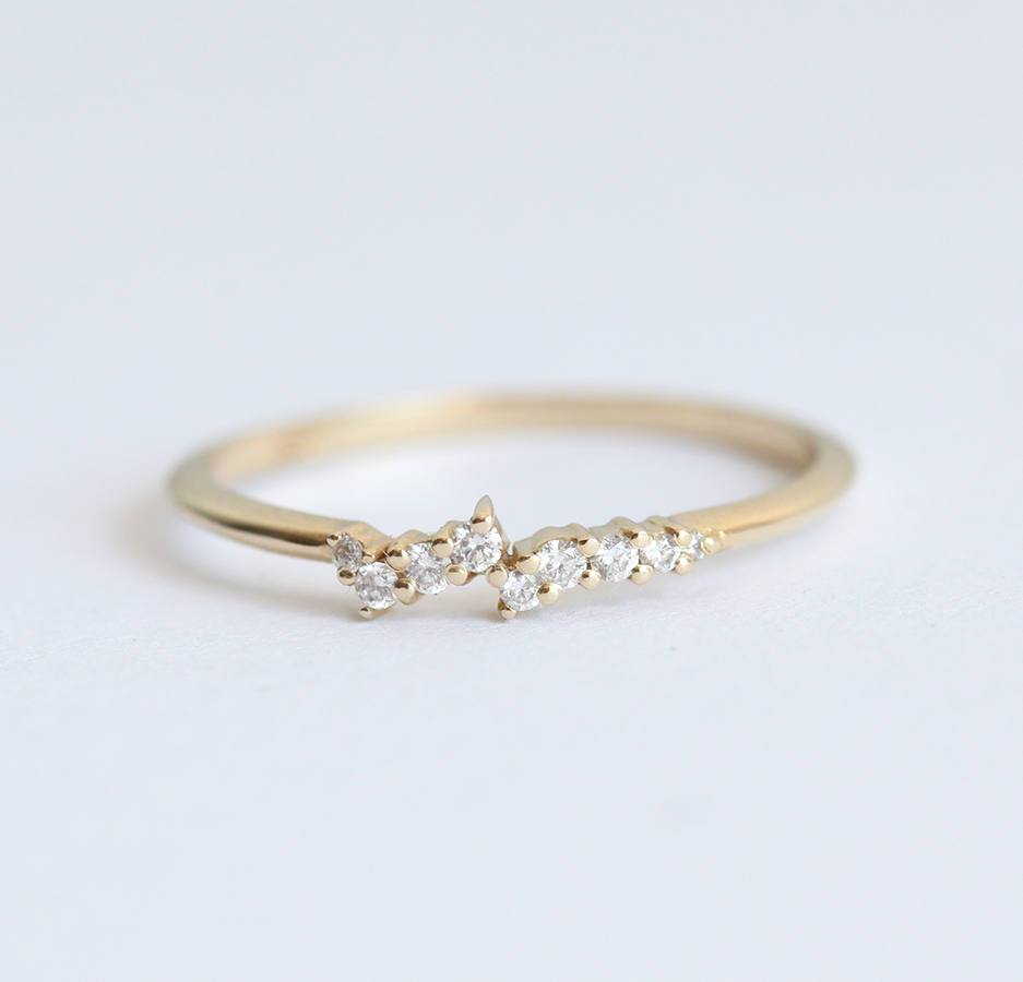 Tiny round white diamond cluster ring