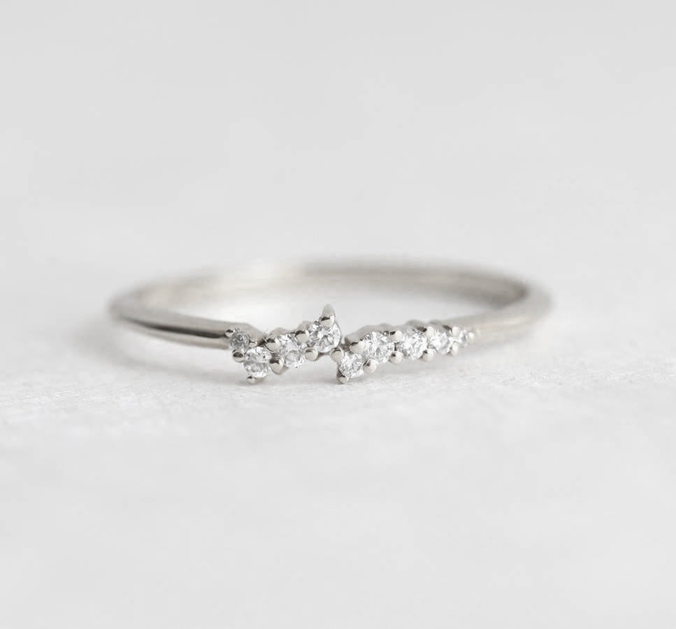 Tiny Diamond Cluster Ring, Delicate Diamond Ring – Capucinne