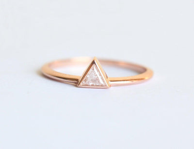 Triangle Cut 0.2 Carat Dainty Diamond Gold Ring-Capucinne
