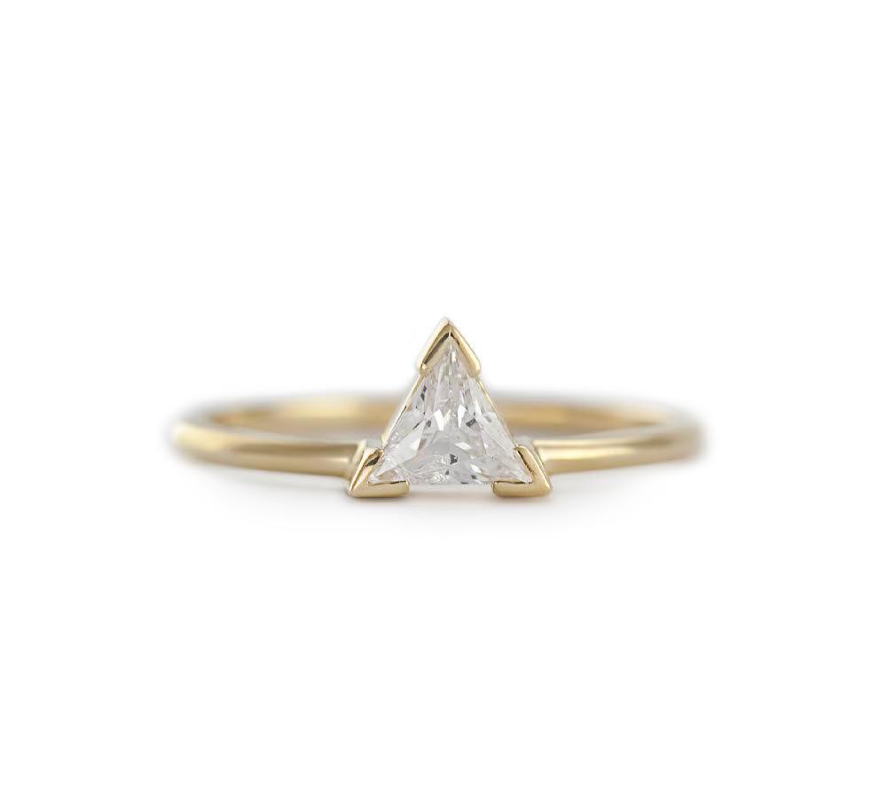 Triangle Cut Diamond Solitaire Engagement Ring-Capucinne