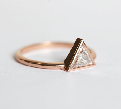 Triangle Diamond Ring, Triangle Engagement Ring In Rose Gold-Capucinne