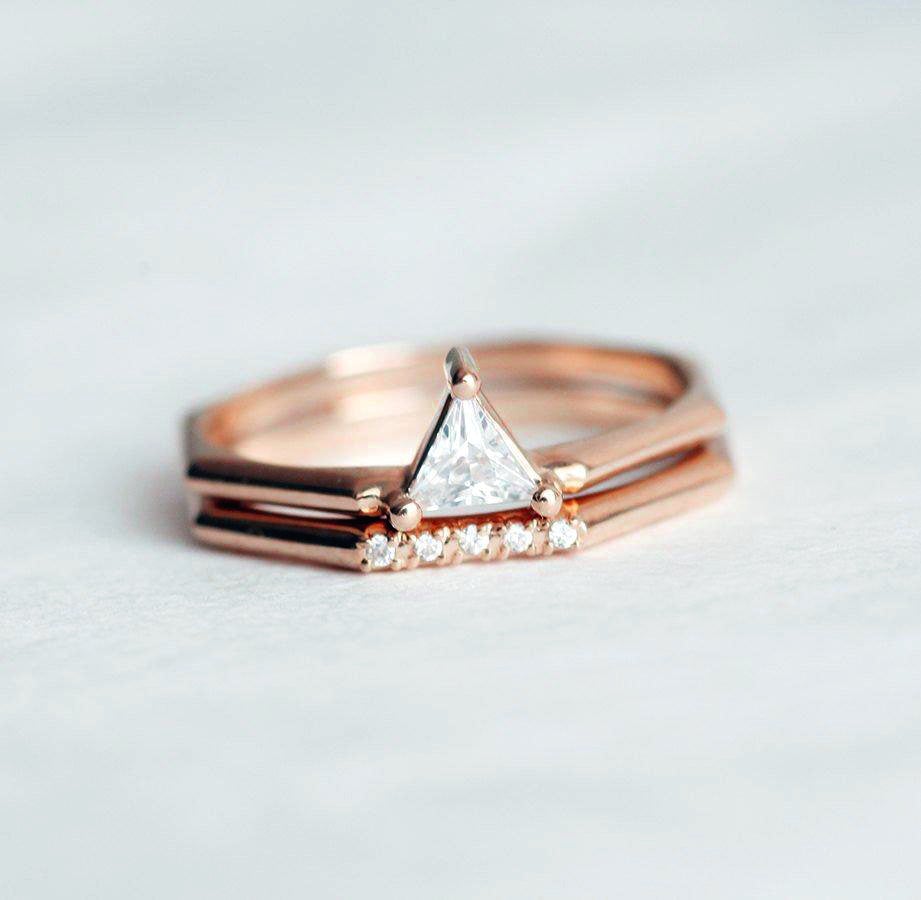 Trillion Diamond Engagement Set With Full Eternity Ring-Capucinne