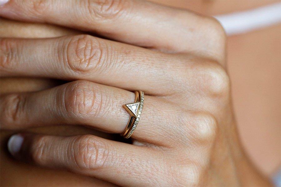 Trillion Diamond Engagement Set With Full Eternity Ring-Capucinne