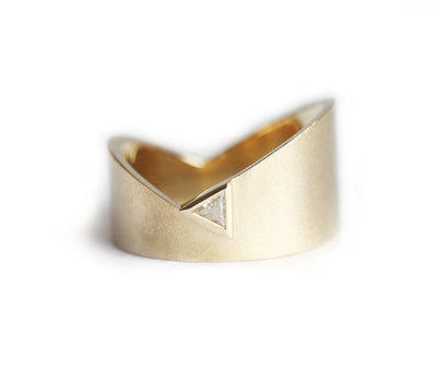 Triangle Shaped White Diamond Wedding Ring with asymmetric shape band