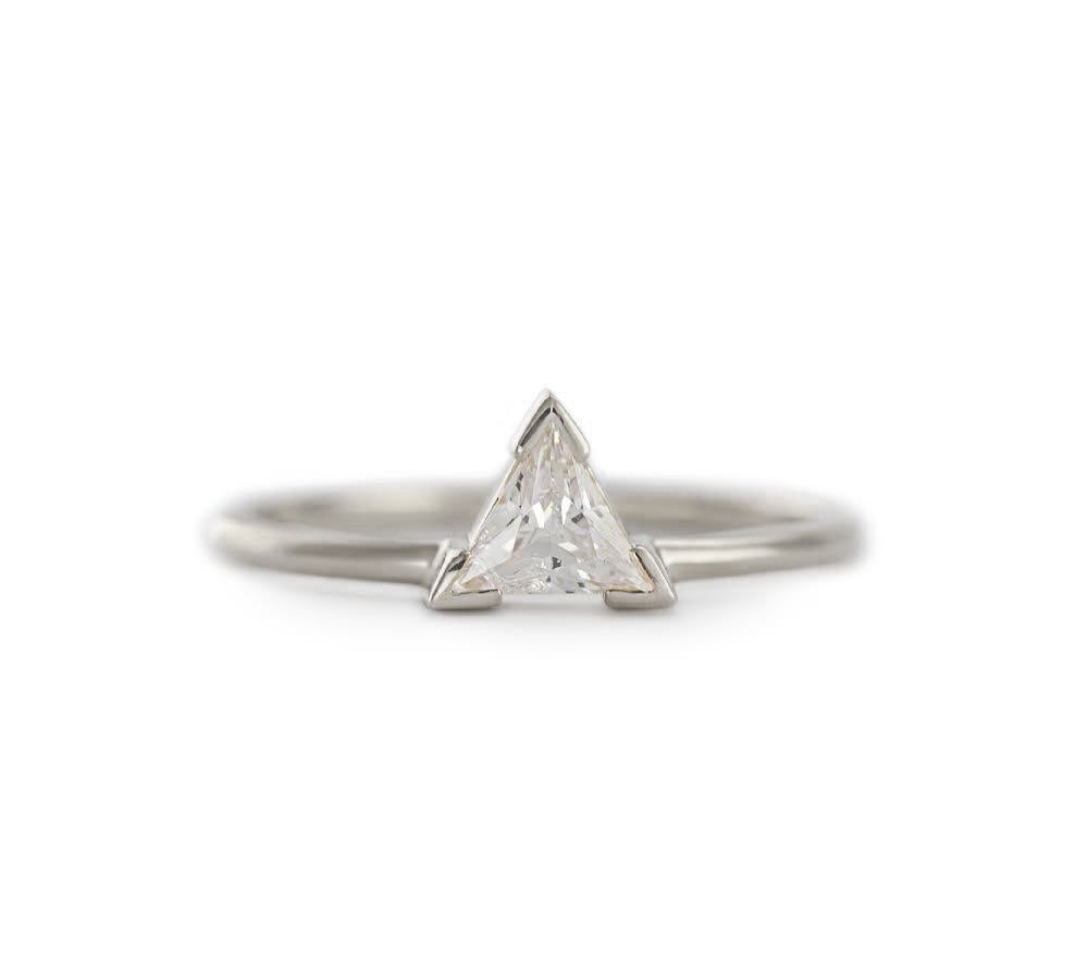 Trillion Diamond Ring Set With Open Pear Matching Diamond Band-Capucinne