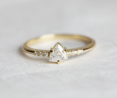 Trillion Diamond Ring, Solitaire Engagement Ring-Capucinne