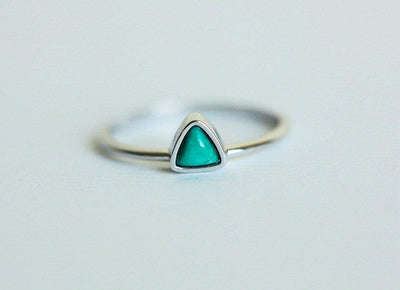 Trillion Cut Turquoise Solitaire Wedding Ring