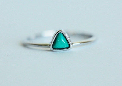 Trillion Cut Turquoise Solitaire Wedding Ring