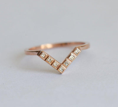 Nested princess-cut white diamond ring