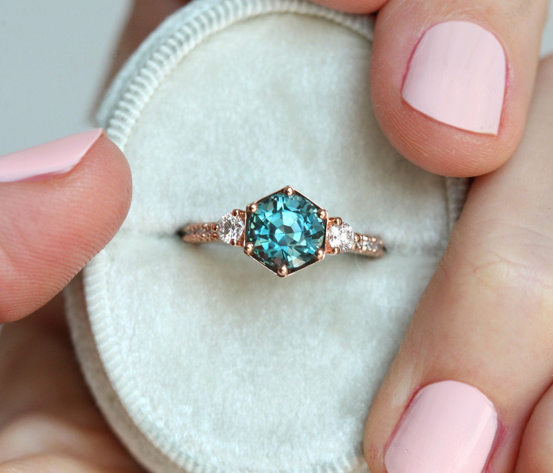 Hexagon sapphire ring store
