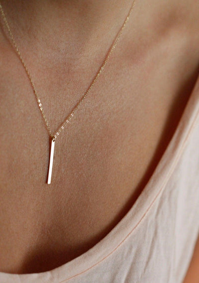 Gold vertical bar chain necklace
