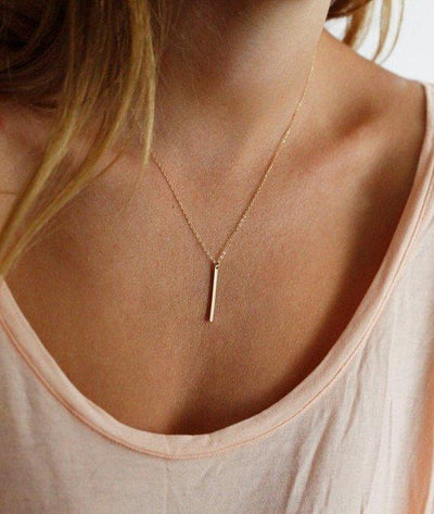 Gold vertical bar chain necklace