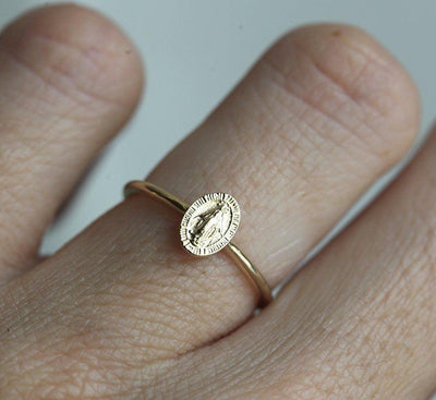 Virgin Mary Ring With Blessed Mother Charm-Capucinne