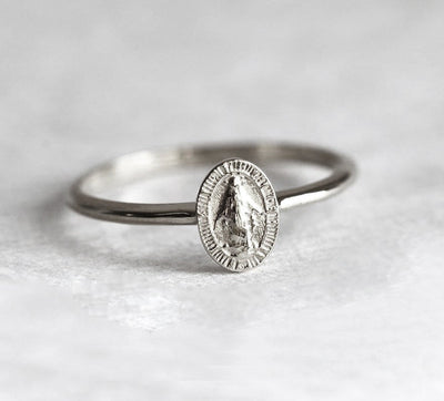 Virgin Mary Ring With Blessed Mother Charm-Capucinne