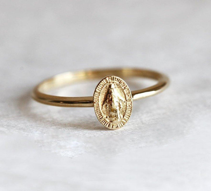 Virgin mary gold rings sales