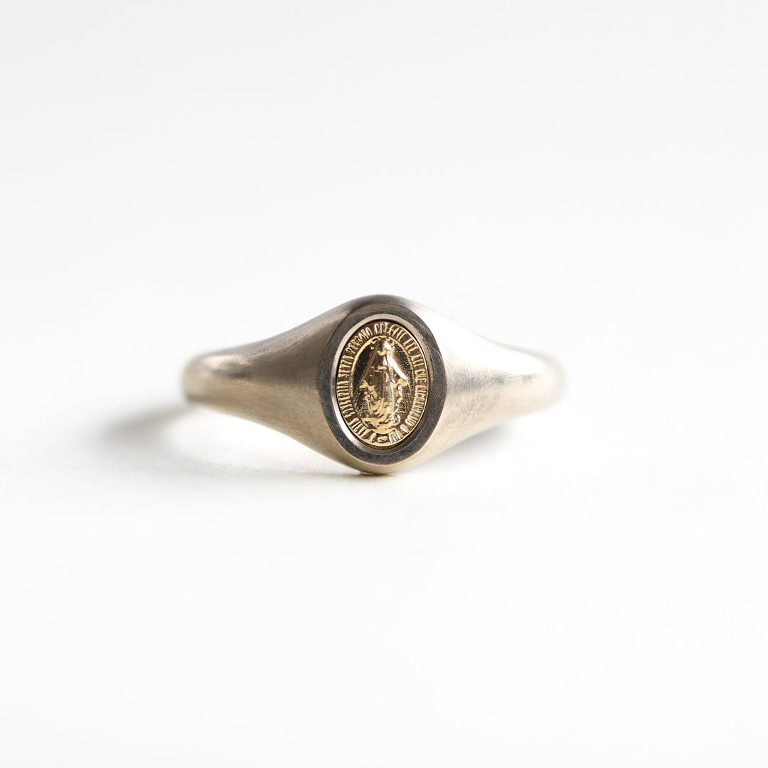 Virgin Mary Signet Ring 14K Or 18K Gold – Capucinne