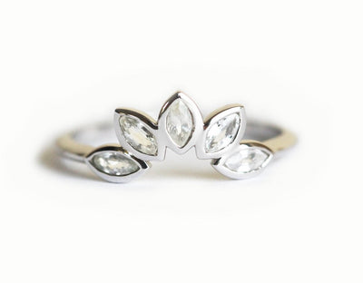 Nested marquise-cut white sapphire crown ring