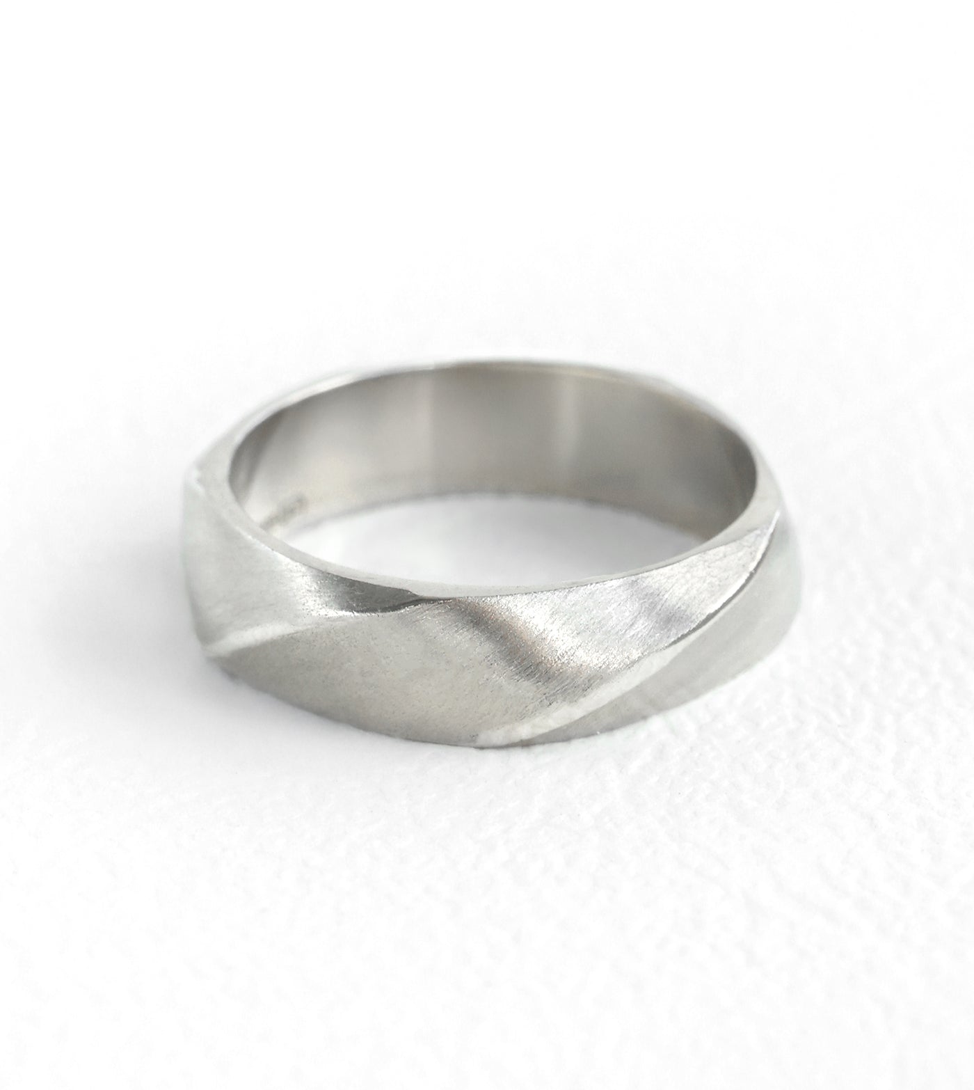 White Gold Men's Band with a Twist Rings
