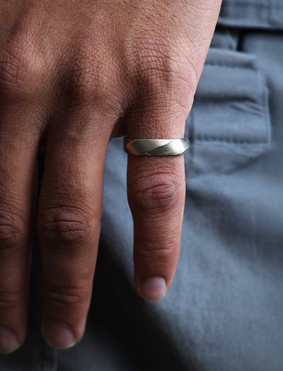 White Gold Men's Band with a Twist Rings