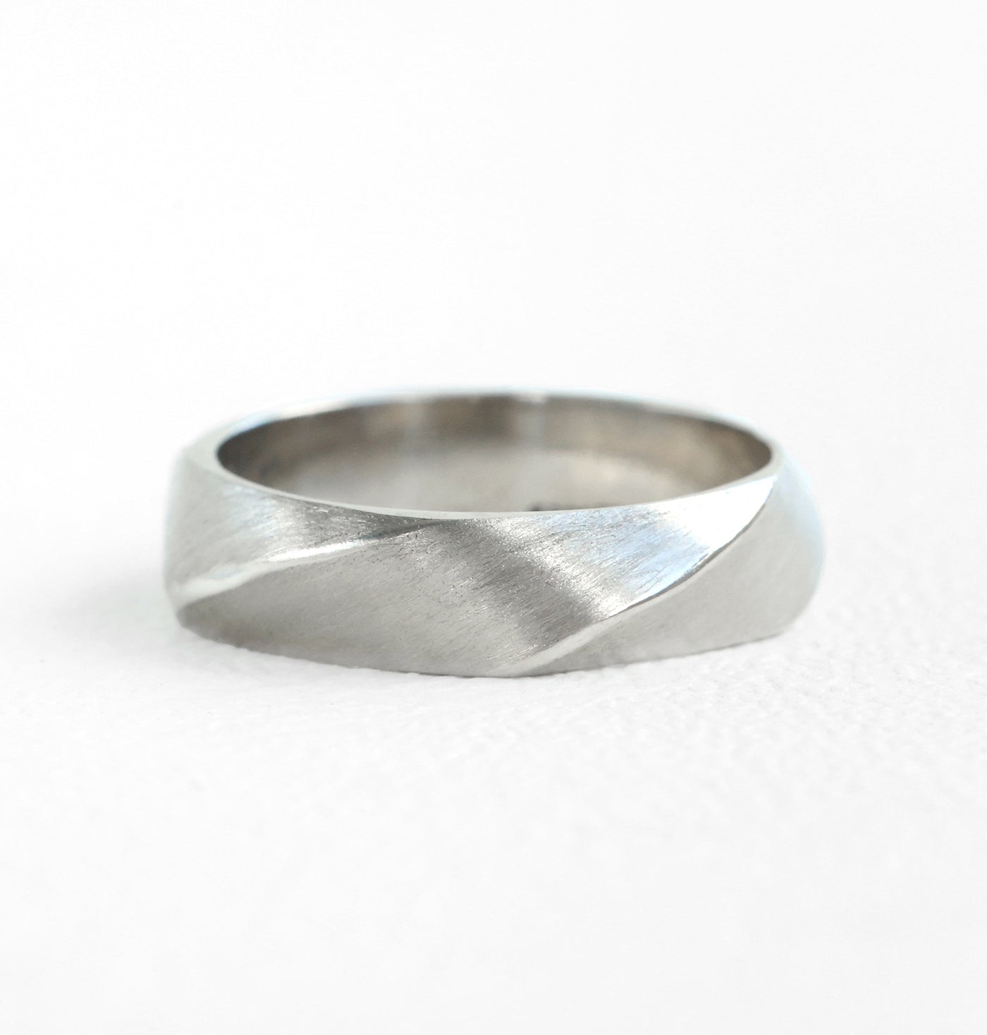 White Gold Men's Band with a Twist Rings