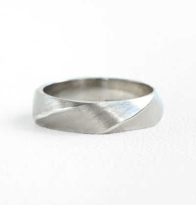 White Gold Men's Band with a Twist Rings
