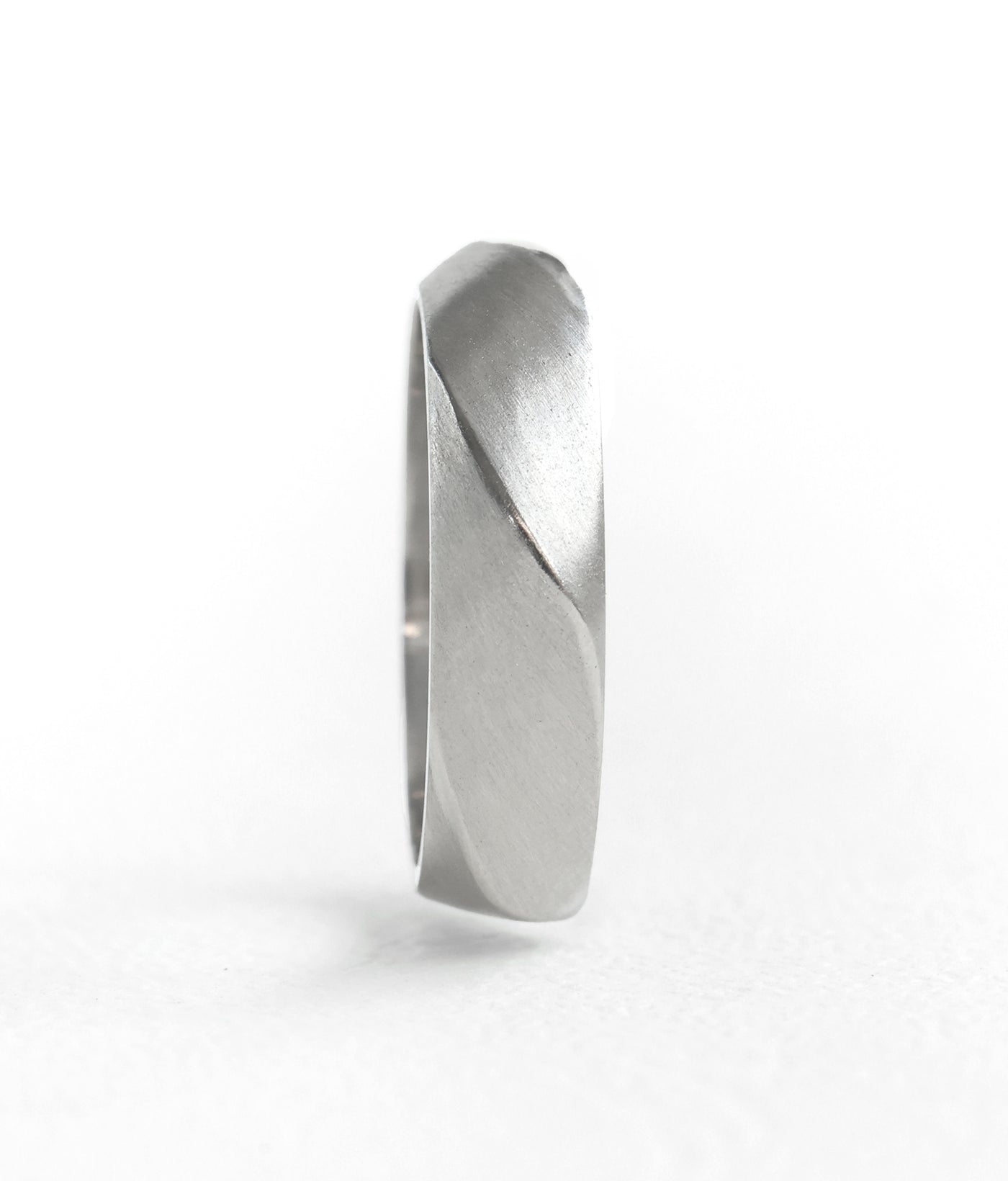 White Gold Men's Band with a Twist Rings