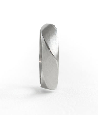 White Gold Men's Band with a Twist Rings