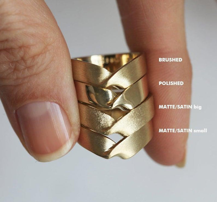 Wide Wedding Band Twisted Gold Ring Capucinne