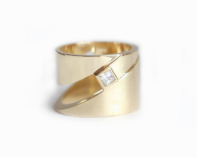 Wide princess-cut diamond cigar band