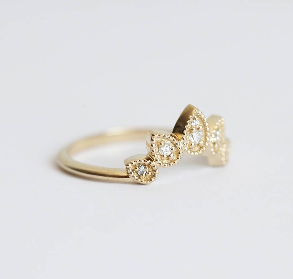 Nested round white diamond wedding ring
